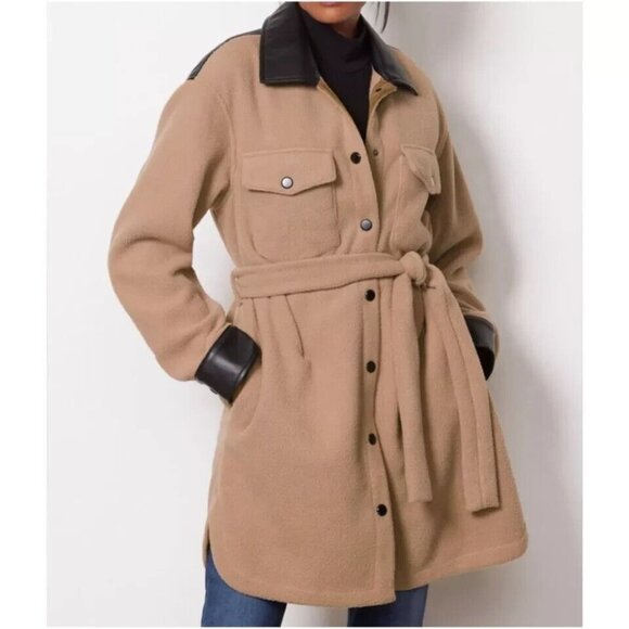 Lamarque Evereve Sesame Brown Zosia Belted Shacket NWT $220 Size M - Picture 2 of 8